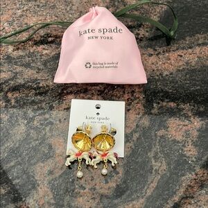 Kate Spade Gold and Red Jewelry Statement Earrings carousel horses